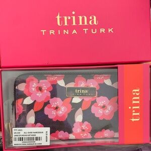 Trina Turk Pink and Black Floral Wallet